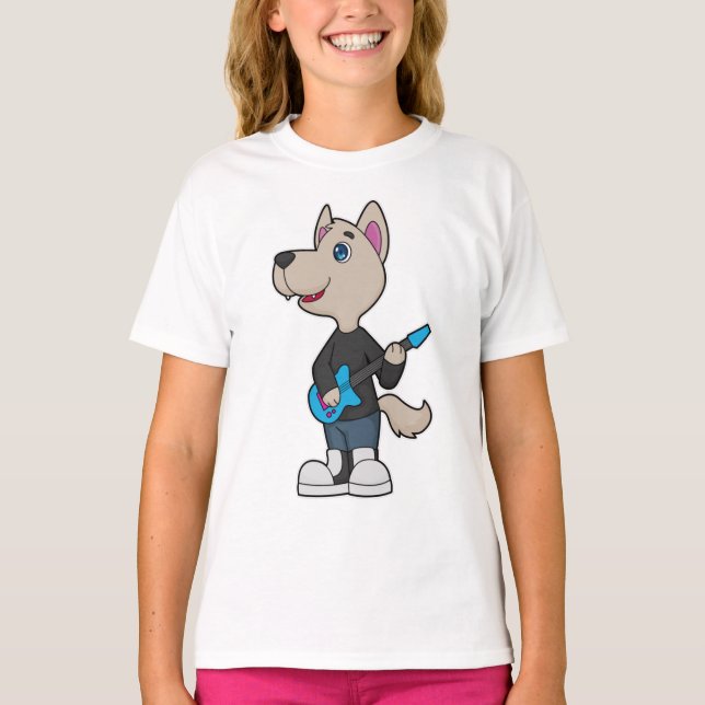 T-shirt Musique de guitare musicienne de chien (Devant)