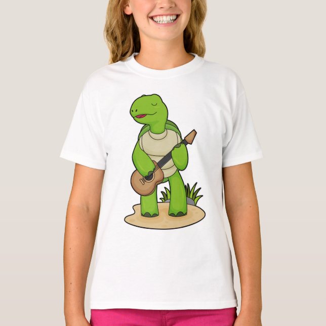 T-shirt Musique de guitare musicienne de tortue (Devant)