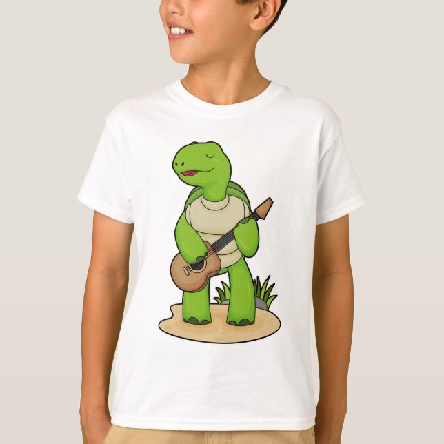 T-shirt Musique de guitare musicienne de tortue (Devant)