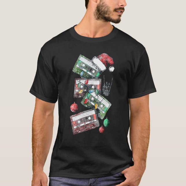 T-shirt Musique de Noël cassettes Rétro Noël Jolly Se (Devant)