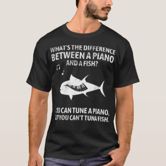 T-shirt Musique de piano drôle de poisson-chat Sarcastique