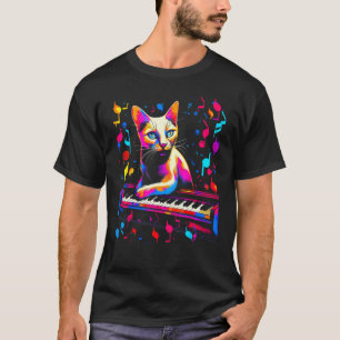 T-shirt Musique de Piano pour Chat Siamois