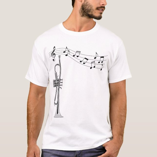 T-shirt Musique de trompette avec notes musicales (Devant)