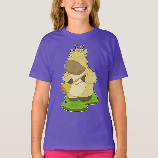 T-shirt Musique de trompette musicale de Giraffe (Devant)