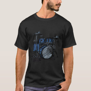 T-shirt Musique Drummer Avec Croquis D'Un Kit Tambour