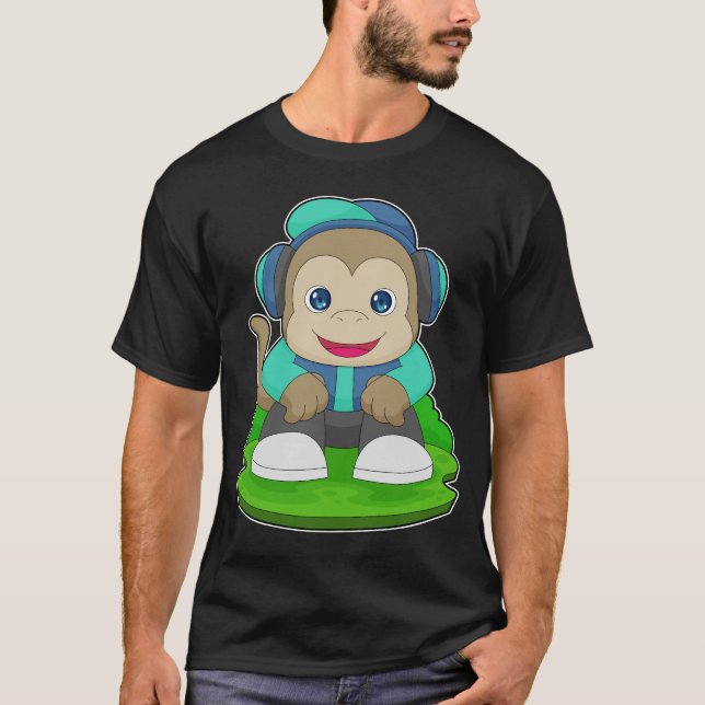 T-shirt Musique du casque de singe (Devant)