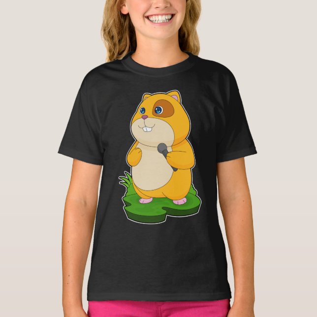 T-shirt Musique du microphone du chanteur Hamster (Devant)