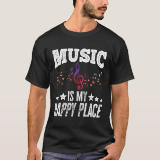 T-shirt Musique Est Mon Bon Lieu Musicien Cadeau Artiste