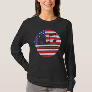 T-shirt Musique House - Drapeau Usa Vintage Coucher De Sol