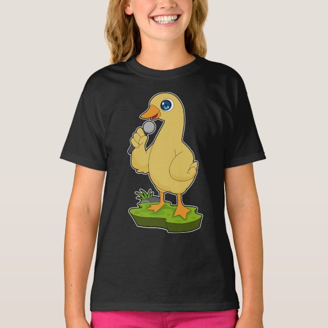 T-shirt Musique Microphone Duck Singer (Devant)