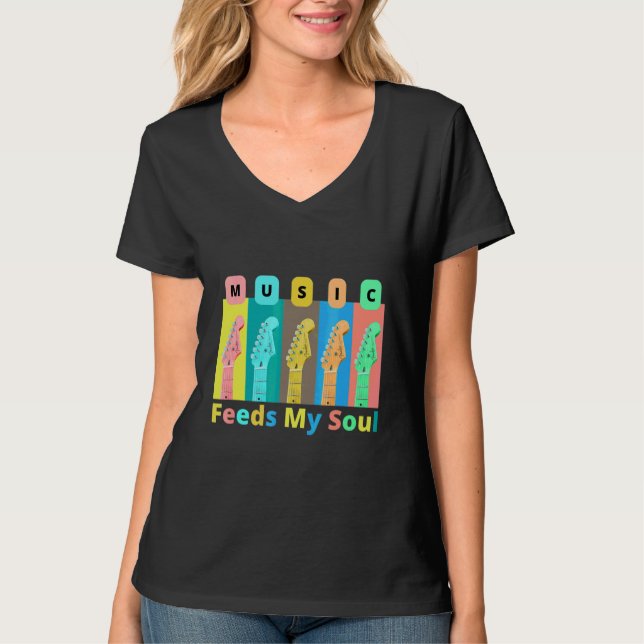 T-shirt Musique Nourrit Mon Âme Gras Police Lettering Unis (Devant)