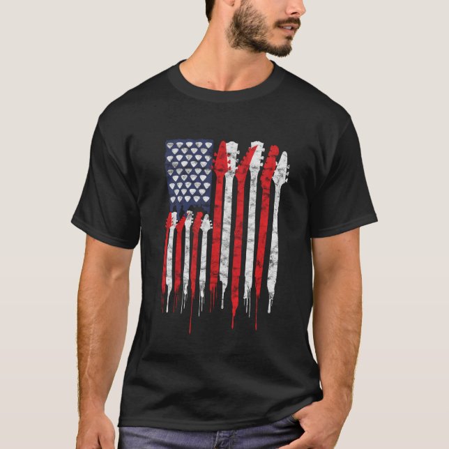 T-shirt Musique patriotique de guitare d'amants de (Devant)