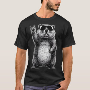 T-shirt Musique rétro de rock de marmotte de la marmotte t