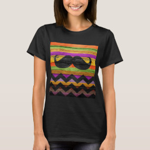 T-shirt Mustache Chevron Bois moderne #4