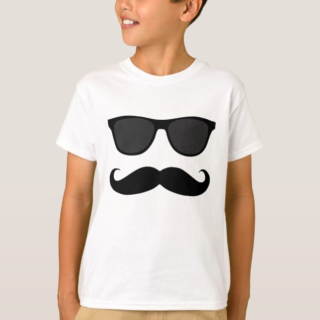 T-shirt Mustache noire et lunettes de soleil Cadeau Humour (Devant)
