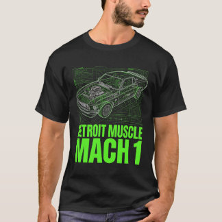 T-shirt Mustang Muscle Techwear Graphique Blueprint Néon