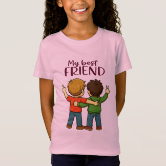 T-Shirt My Best Friend Cute Cartoon Design Girls Fine 