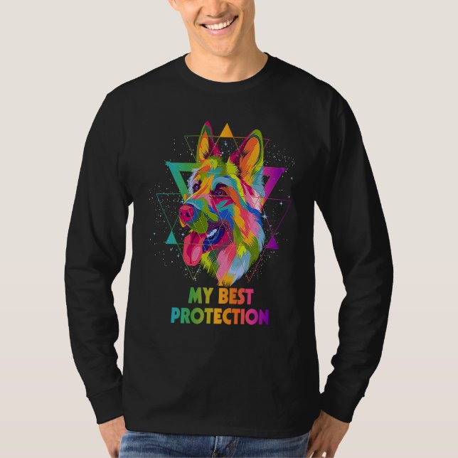 T-shirt My Best Protection German Shepherd  Shepard Humor  (Devant)
