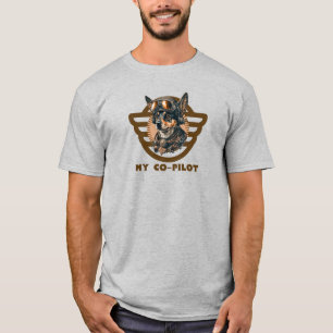 T-shirt My Co-Pilot typographie & Dog Pilot, Aviation Simp