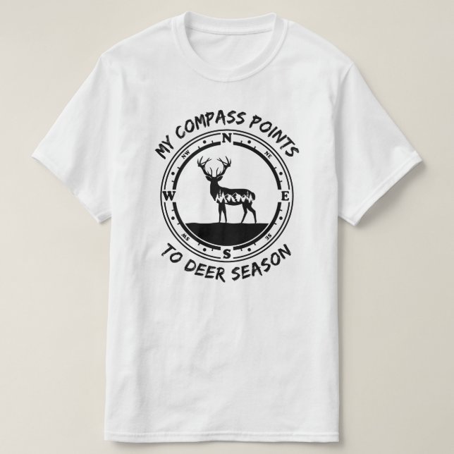T-shirt My Compass pointe vers la saison des cerfs - Chass (Design devant)