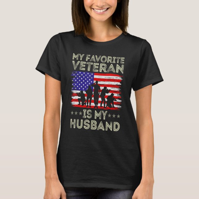 T-shirt My Favorite Veteran Is My Husband American Flag Ve (Devant)