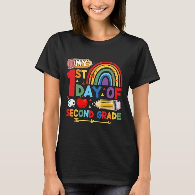T-shirt My First Day Of 2nd Grade Second Grade Rainbow  (Devant)