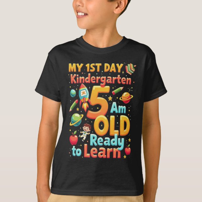 T-shirt My First Day of Kindergarten 1st Day of School (Devant)