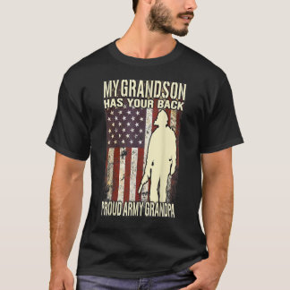 T-shirt my grandson has your back - us flag proud army