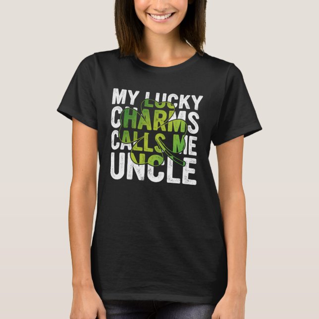 T-shirt My Lucky Charms Call Me Uncle Shamrock C (Devant)
