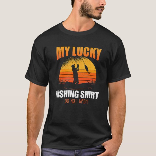 T-shirt My Lucky Fishing Do Not Wash Men's Retro Fishing (Devant)