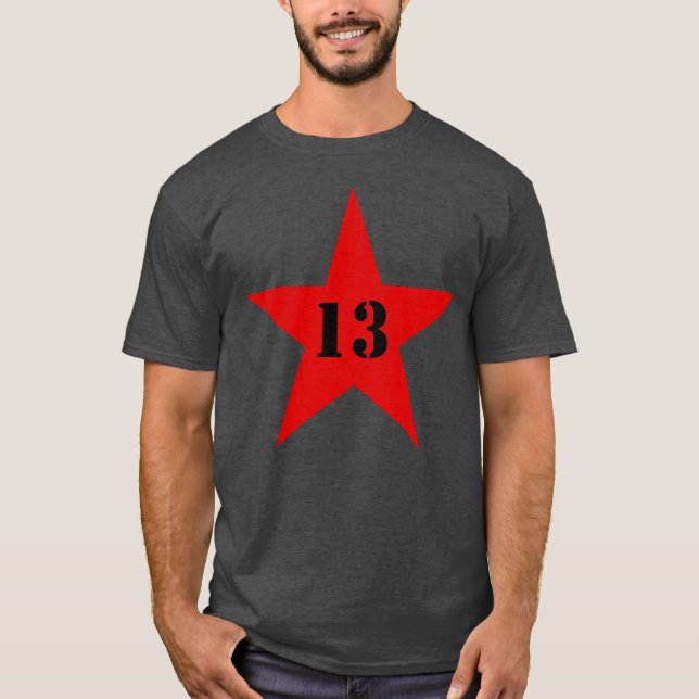 T-shirt My Lucky Number Star - Numéro 13 (rouge) (Devant)