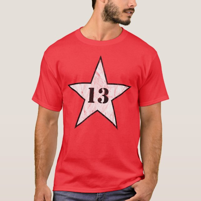 T-shirt My Lucky Number Star - Numéro 13 - v2(vint. blanc) (Devant)
