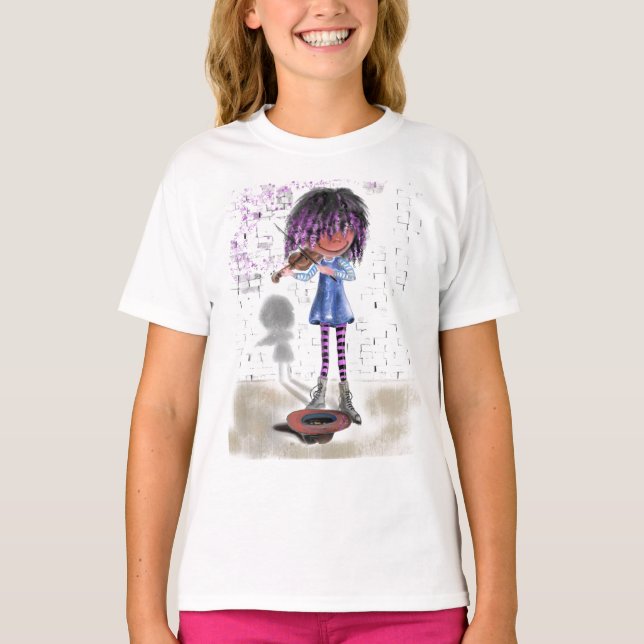 T-shirt My Music - The Little Violinist Girl - (Devant)