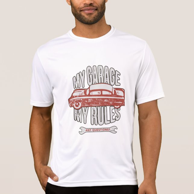 T-shirt My Rules Classic Red Car Retro Mechanic (Devant)