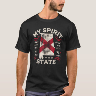 T-shirt My Spirit State Alabama Drapeau Carte USA Amérique