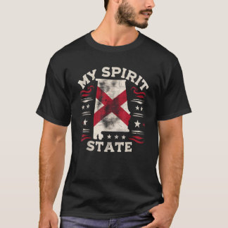 T-shirt My Spirit State Alabama Drapeau Carte USA Amérique