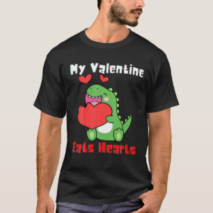 T-shirt My Valentine Mange Coeurs Drôle Dinosaure Garçons