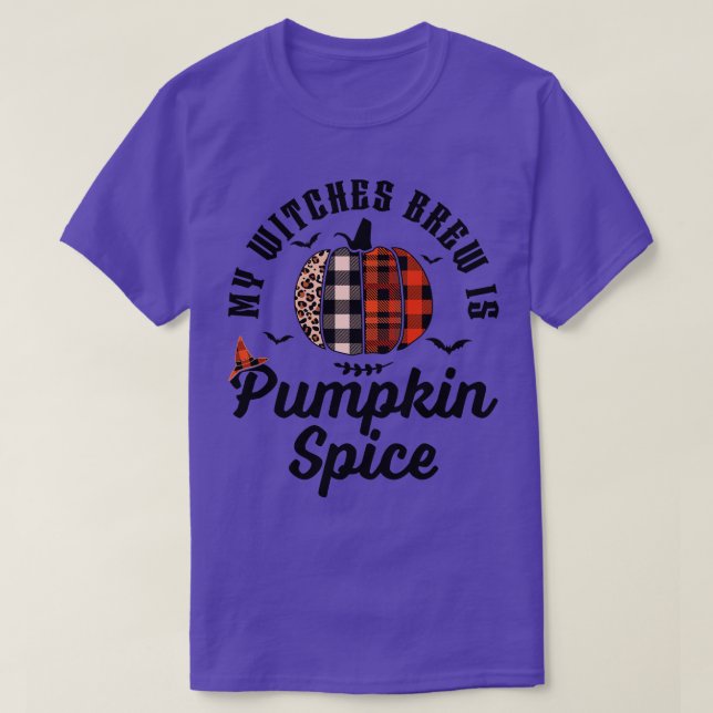T-shirt My Witch Brew is Citrouille Spice Halloween Plaid  (Design devant)