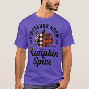 T-shirt My Witch Brew is Citrouille Spice Halloween Plaid 