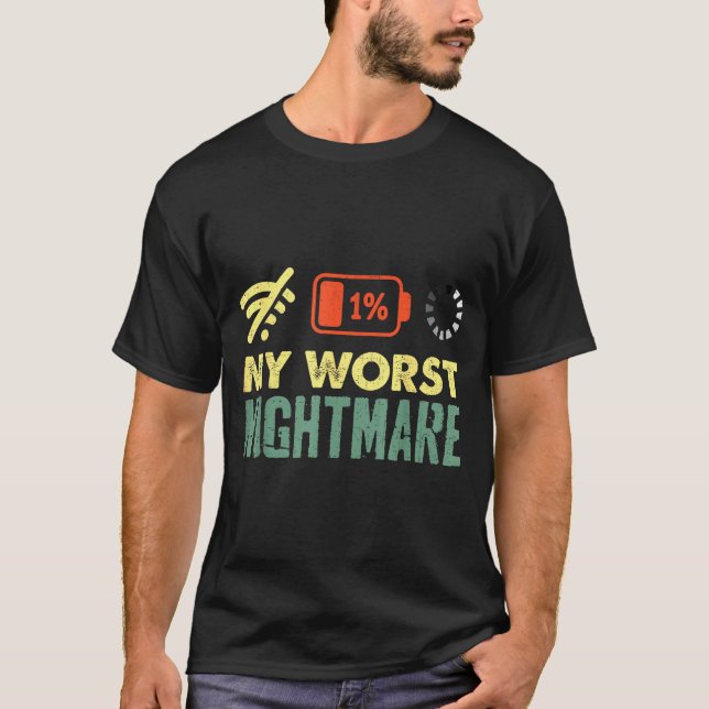 T-shirt My Worst Low Battery Funny Gamers Humor Men  (Devant)