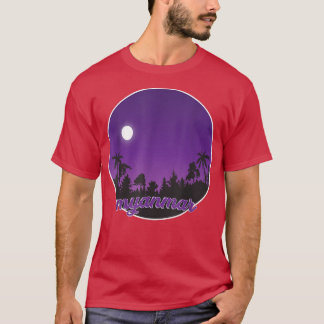 T-shirt myanmar La nuit avec les Palmiers