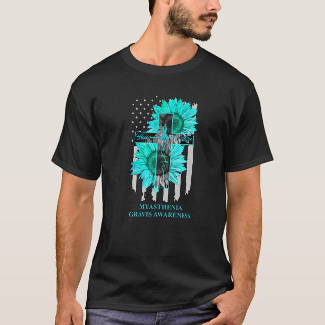 T-shirt Myasthenia Gravis Sensibilisation Turquoise Ruban  (Devant)