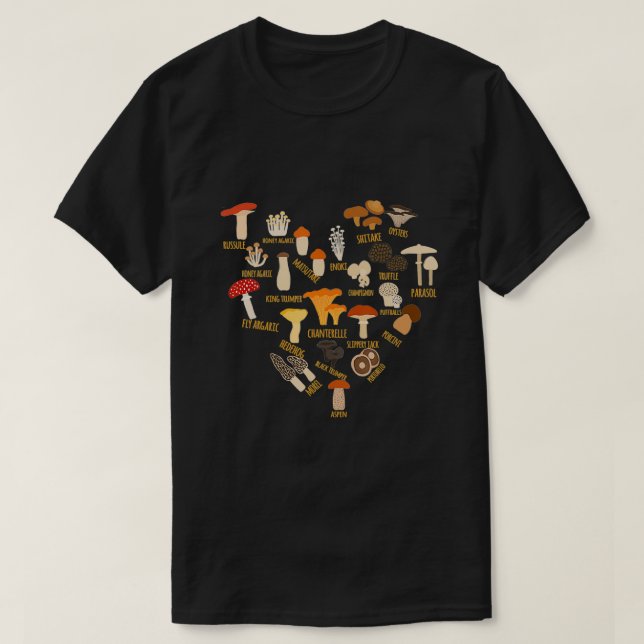 T-shirt Mycologie des champignons Organigramme de la reche (Design devant)