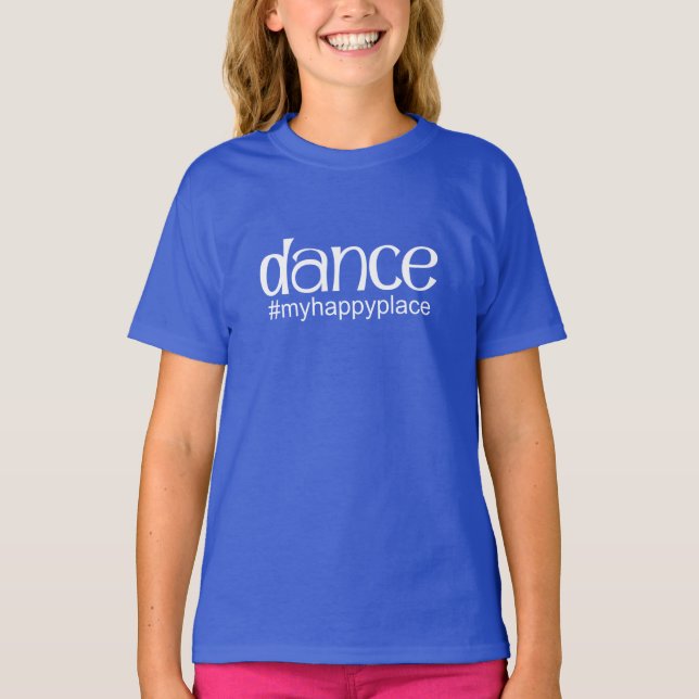 T-shirt #myhappyplace de danse - royal (Devant)