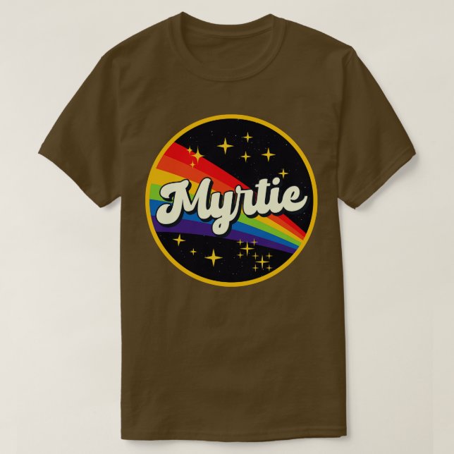 T-shirt Myrtie Arc En Ciel Dans L'Espace Style Vintage (Design devant)