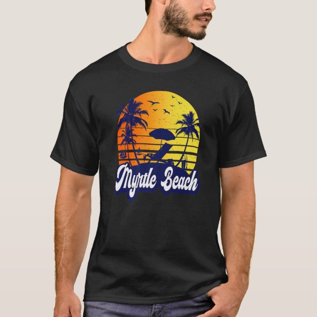 T-shirt Myrtle Beach Carolina Sunset Beach Retro Premium (Devant)
