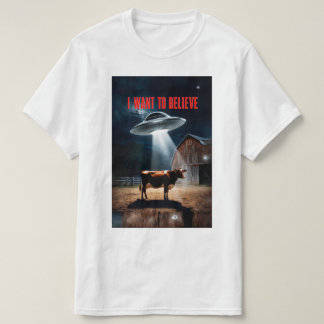 T-shirt mystérieux OVNI enlèvement d'une vache lai