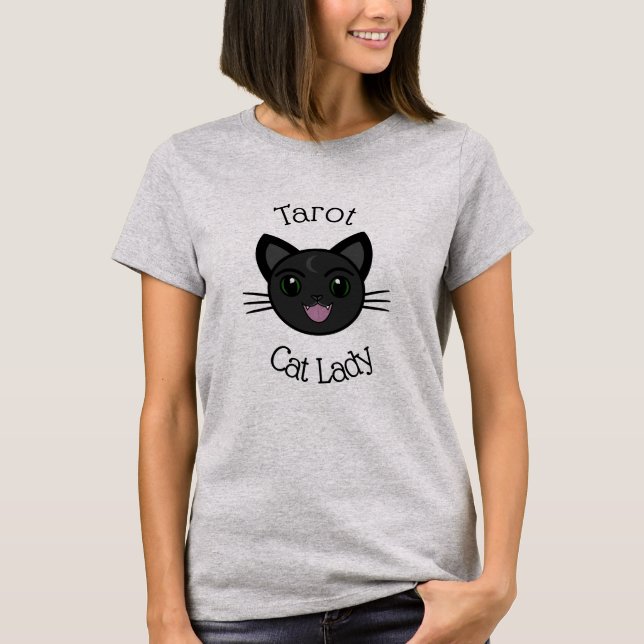 T-shirt 'Mystic Black Cat' Tarot Cat Lady (Devant)