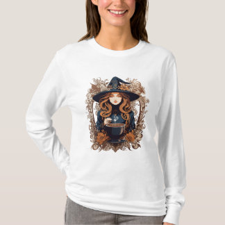 T-shirt Mystic Coffee Witch – Autumn Floral Sweatshirt