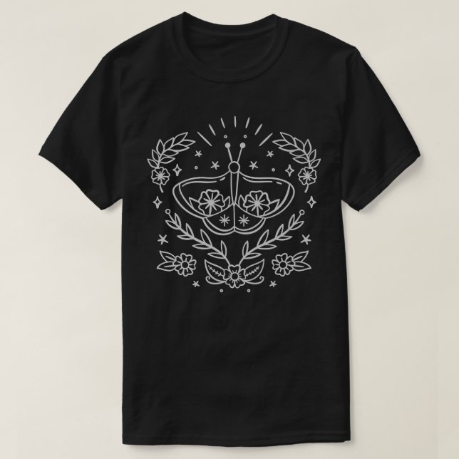 T-shirt Mystical Butterfly Line Art Magic Night204 (Design devant)